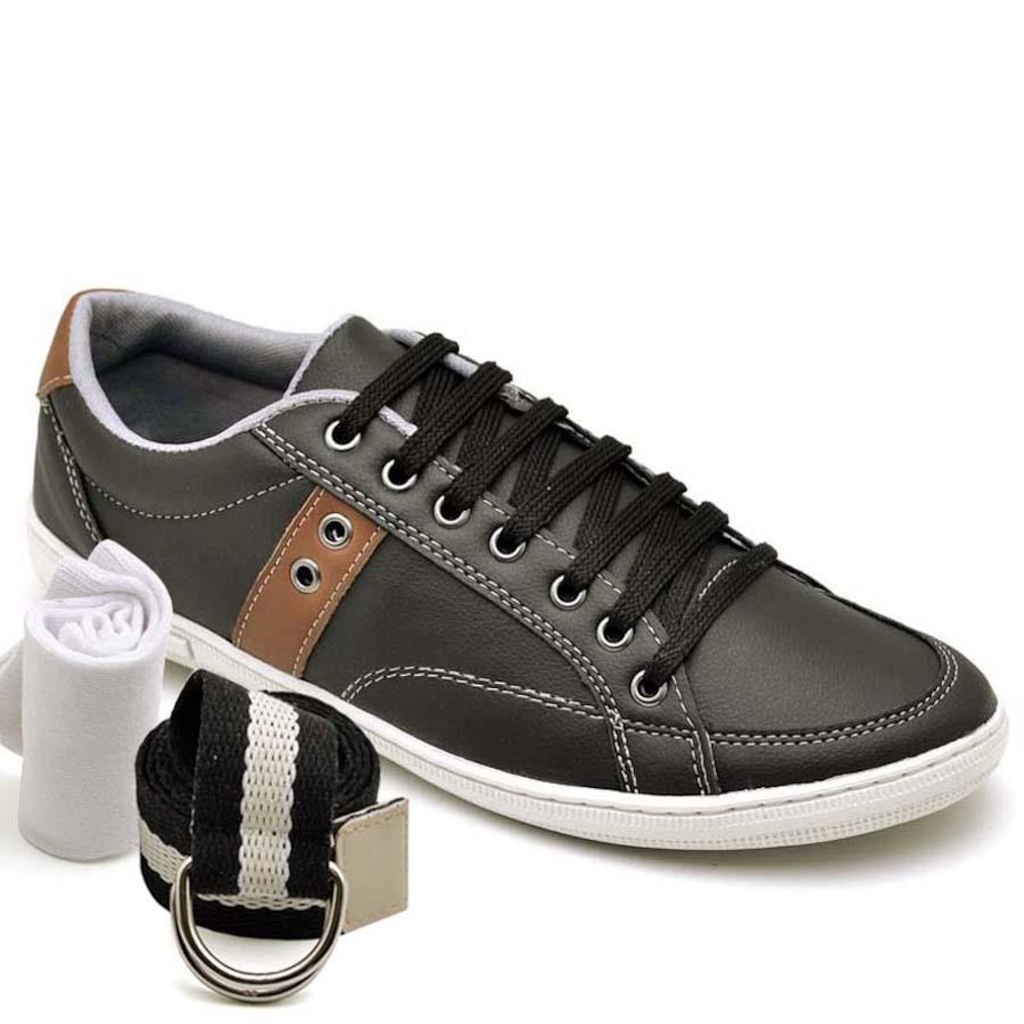 Kit Stopp com Sapatênis + Meia + Cinto Casual 19 - Adulto - Masculino - Foto 1