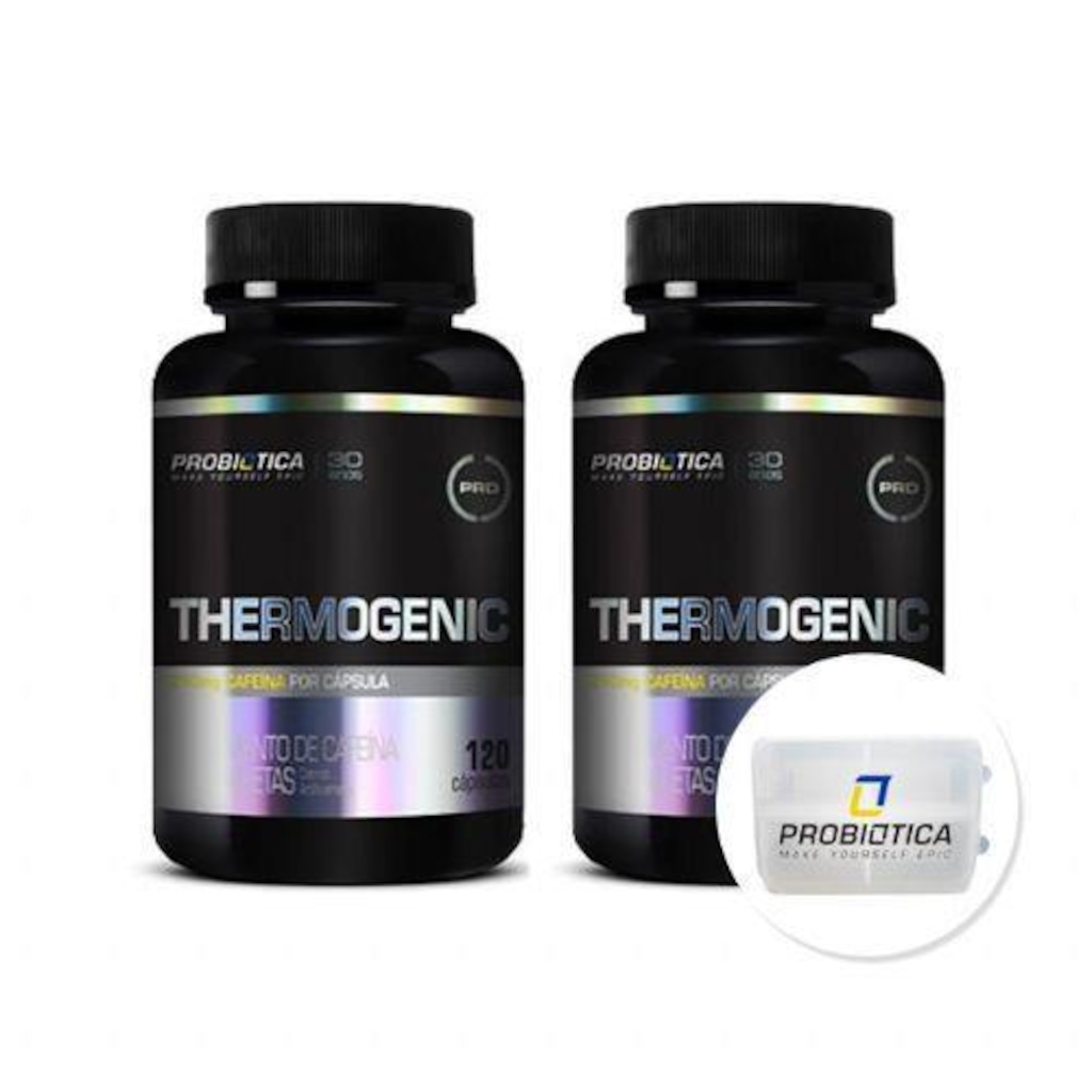 Termogênicos Probiótica Thermogenic - 120 Cápsulas - 2 Frascos + Porta-Cápsulas - Foto 1
