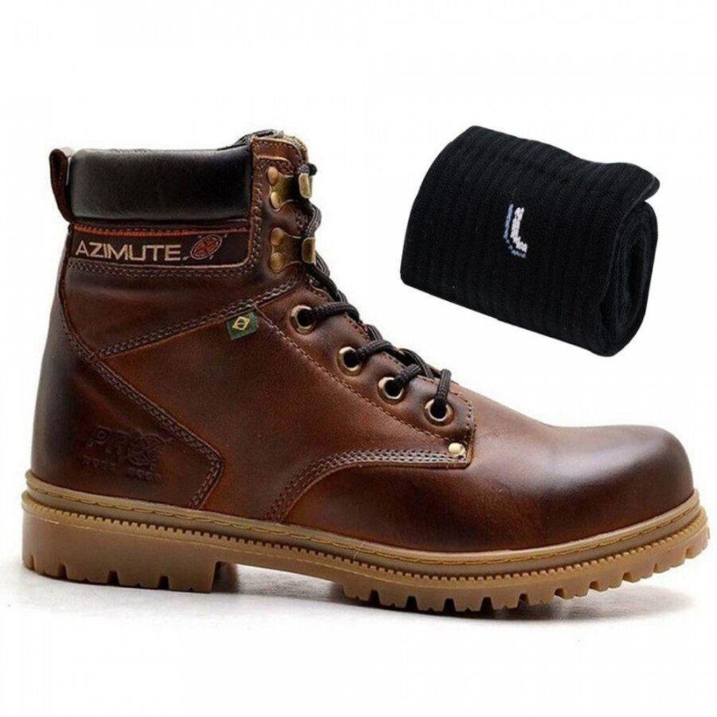 Bota Adventure Azimute Pedra em Couro - Masculina + Meia Lupo - Adulto - Foto 1
