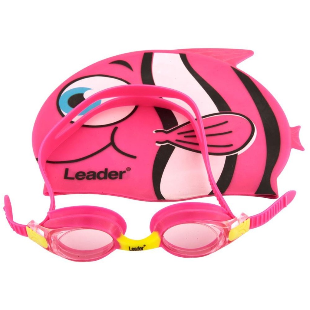 Kit de Natação Leader Óculos de Natação + Touca - Infantil - Foto 1