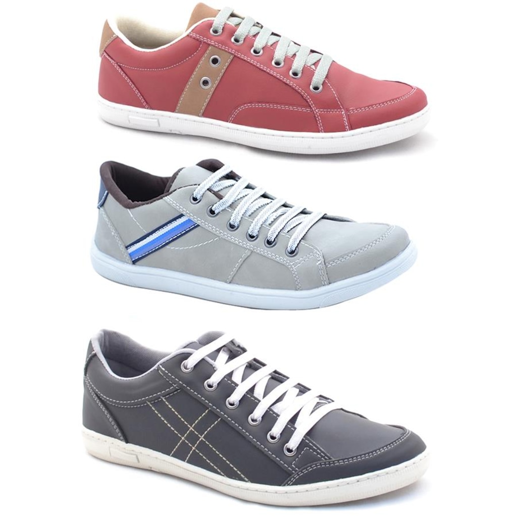 Sapatênis Stop Calçados EF - Masculina - 3 Pares - Foto 1