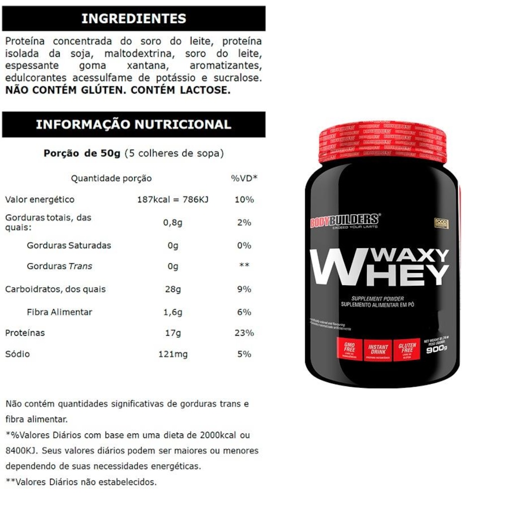 Imagem 2 do produto Kit  Whey Protein Bodybuilders Morango -900g + ZMA 120 + Creatina 100g + Coqueteleira