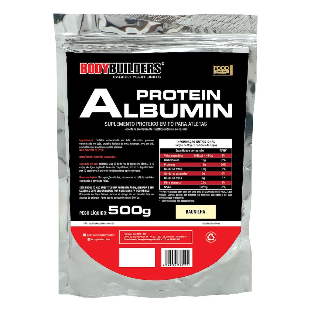 Albumina Protein Bodybuilders - Baunilha - 500g