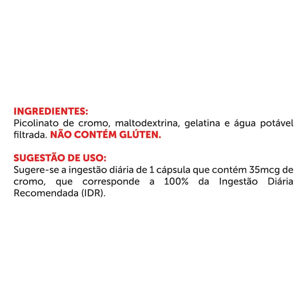 Imagem 2 do produto Picolinato de Cromo (Chromo-Q Foods) BRN Foods - 100 Cápsulas