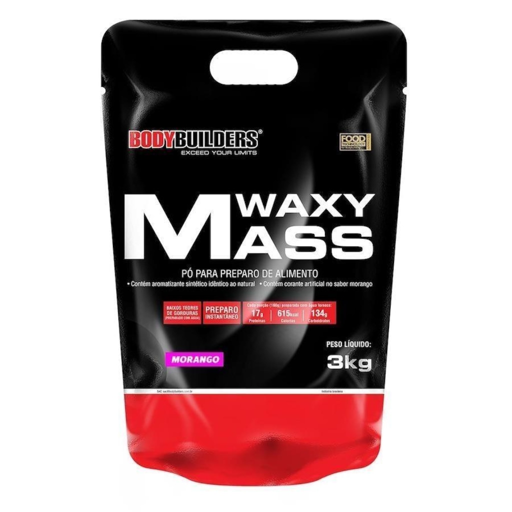 Hipercalórico Bodybuilders Waxy Mass - Morango - 3Kg