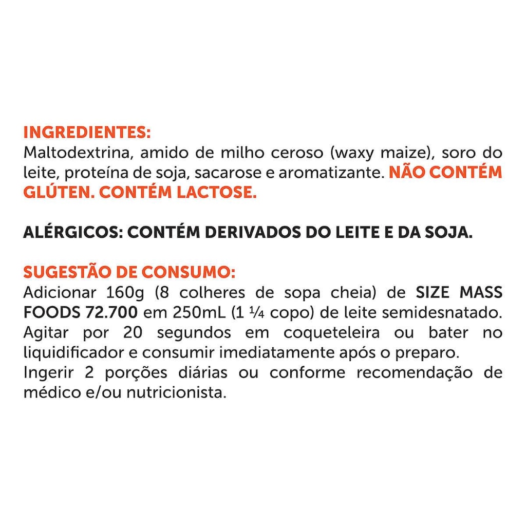 Imagem 2 do produto Maltodextrina BRN Foods Size Mass Foods 72.700 - Baunilha - 3kg