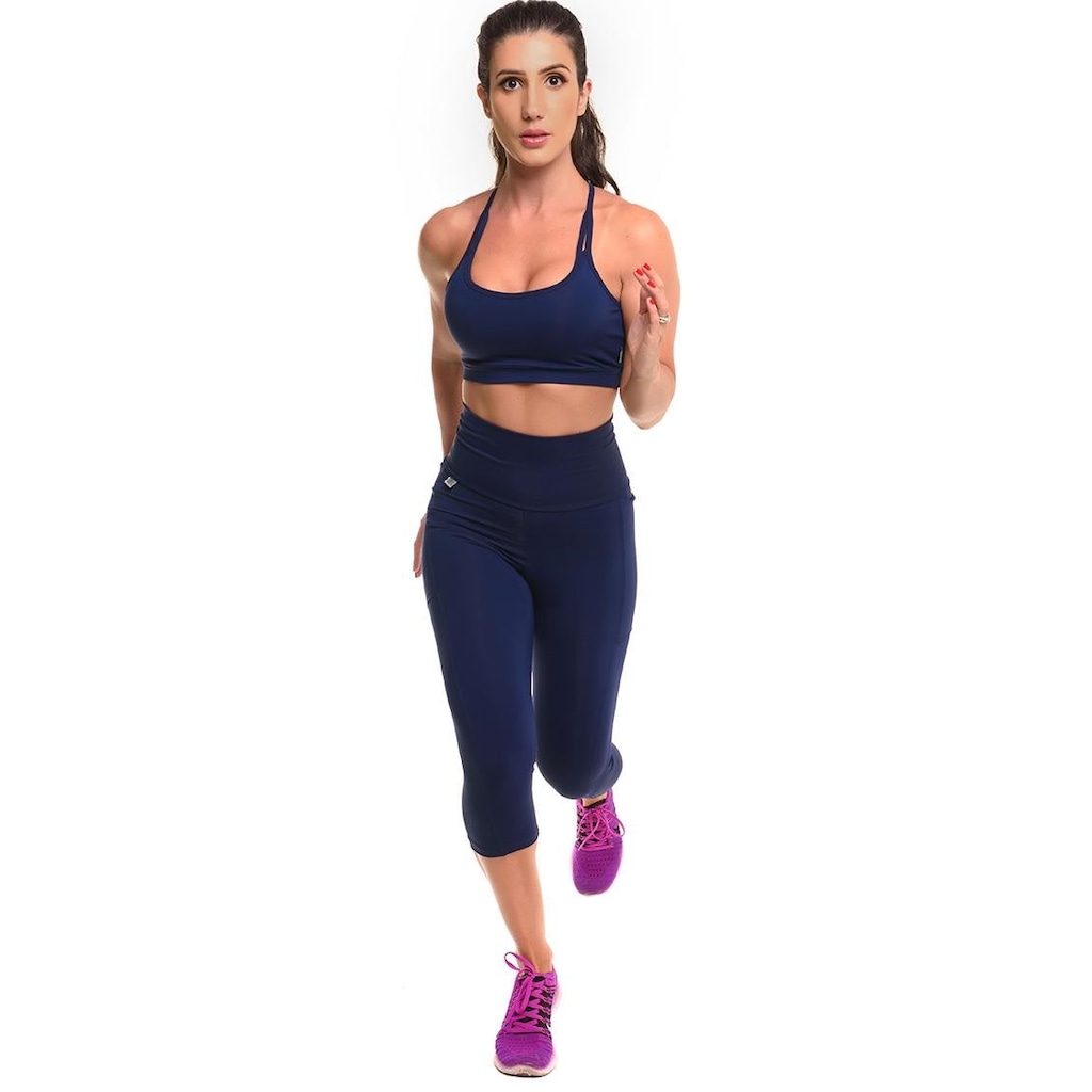 Imagem 2 do produto Conjunto Sandy Fitness Open Run Top + Calça Corsário com Proteção Solar UV50+ - Feminino