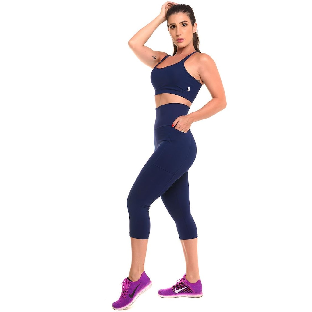 Imagem 3 do produto Conjunto Sandy Fitness Open Run Top + Calça Corsário com Proteção Solar UV50+ - Feminino