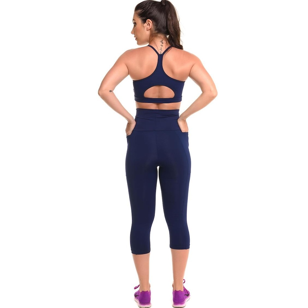 Imagem 4 do produto Conjunto Sandy Fitness Open Run Top + Calça Corsário com Proteção Solar UV50+ - Feminino