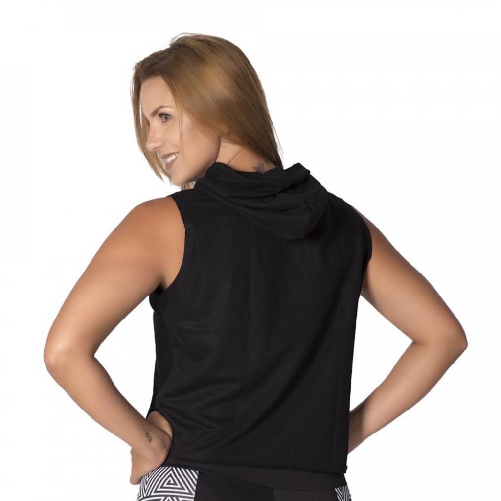 Blusa Cropped com Capuz Go Fit Rio Moletim - Feminina - Foto 1