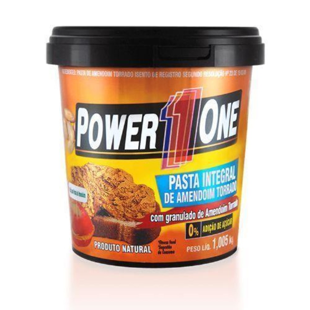 Pasta de Amendoim Power One Integral Crocante - 1Kg - 5 Potes - Foto 1