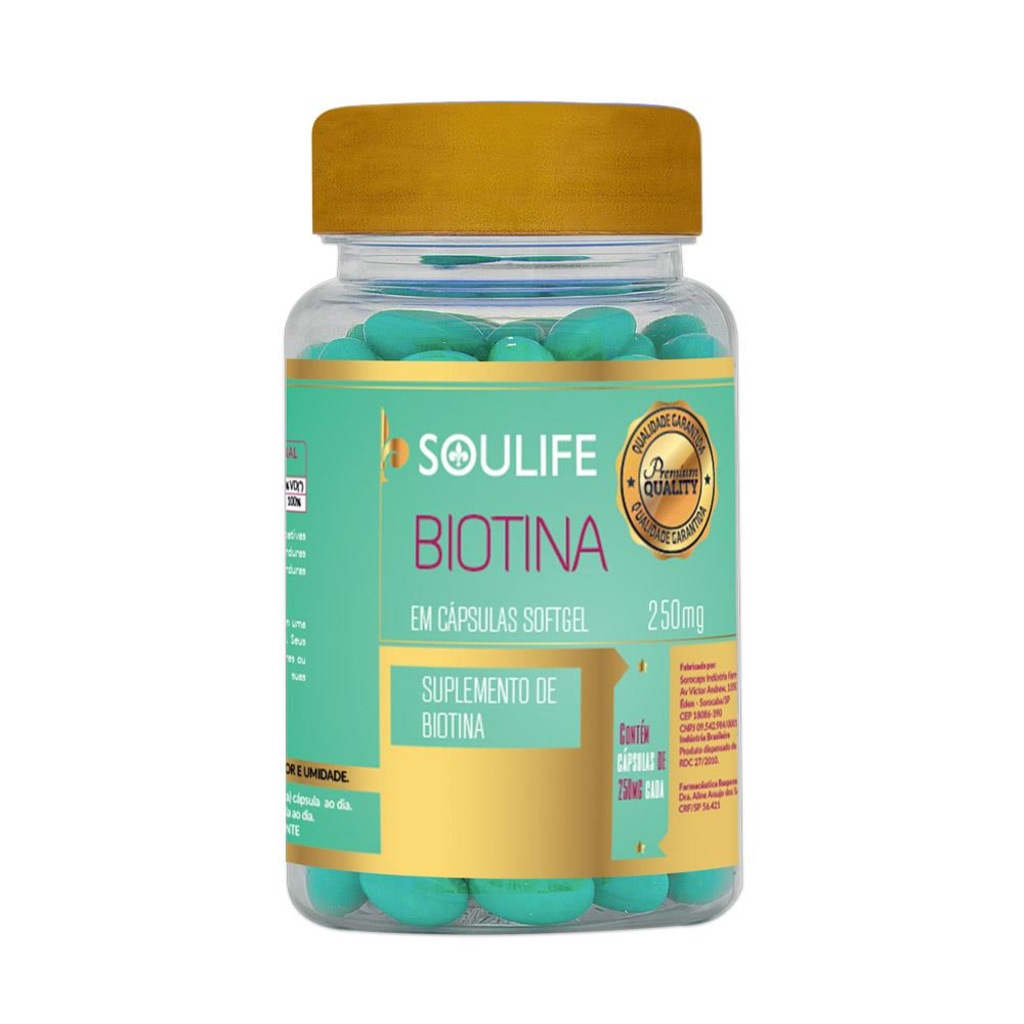 Biotina Soulife 250mg - 60 Cápsulas - Soulife - Foto 1