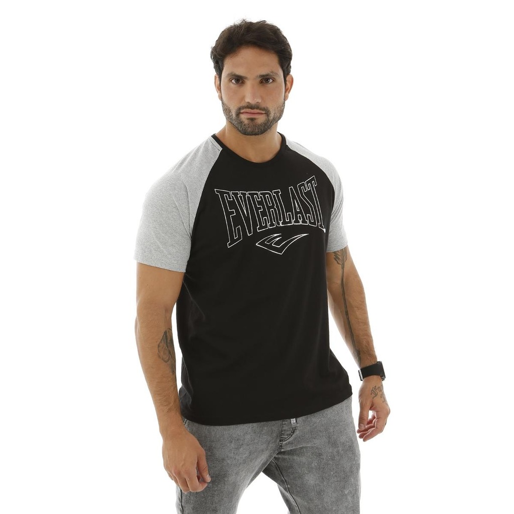 Camiseta Everlast Raglan Logo e Escrito - Masculina - Foto 1