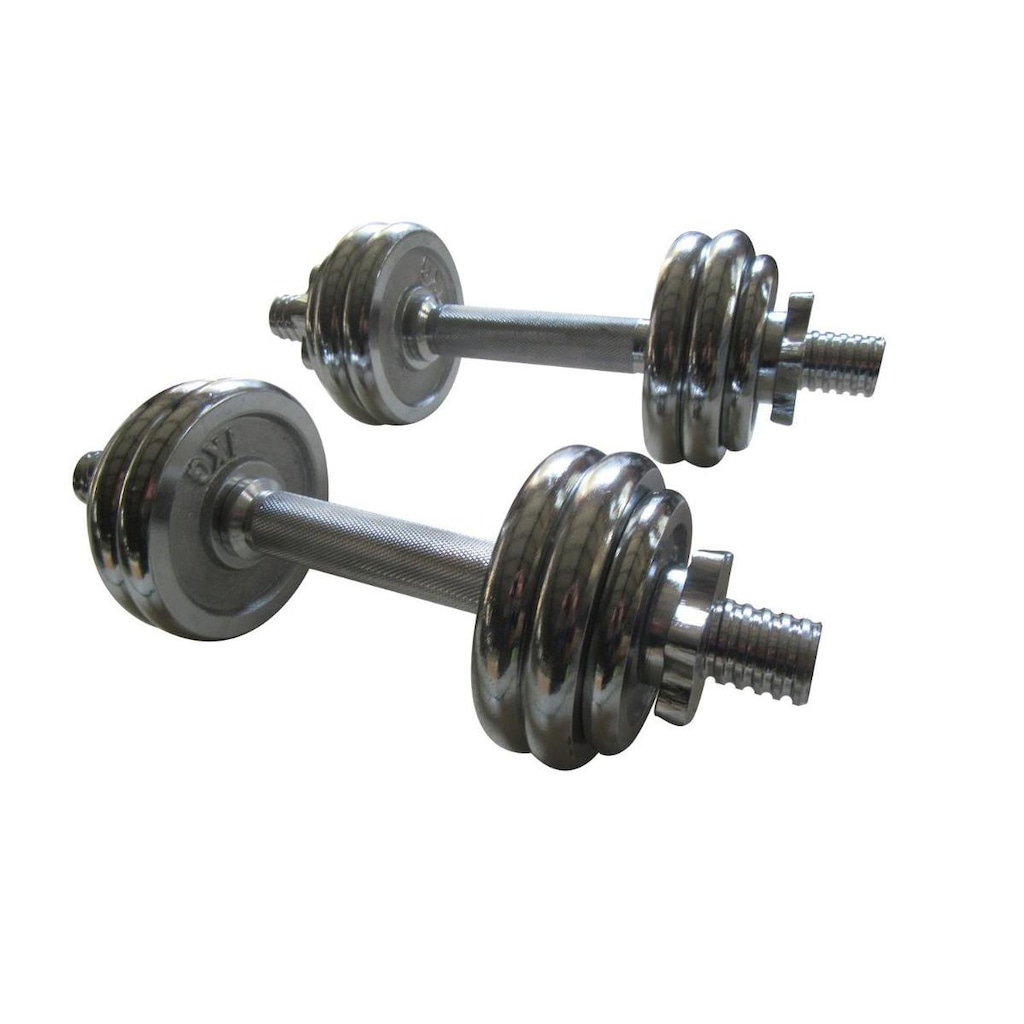 Imagem 2 do produto Kit Pelegrin: 2 Barras com Anilhas PEL-10CR Cromado - 15kg