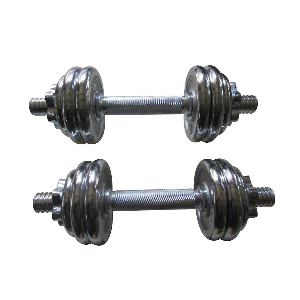 Imagem 4 do produto Kit Pelegrin: 2 Barras com Anilhas PEL-10CR Cromado - 15kg