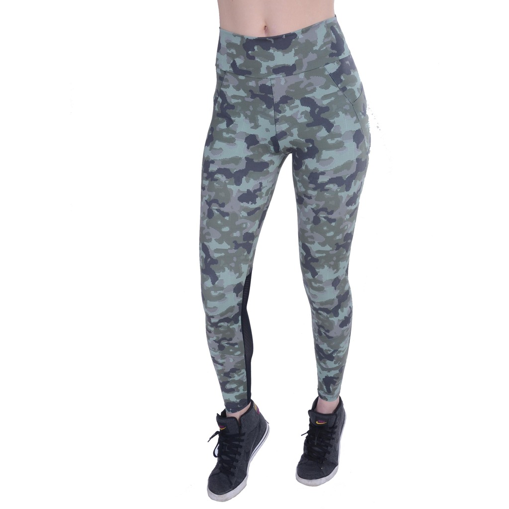 Calça Legging Banana Rosa Recortes com Tela Camuflada - Feminina - Foto 1