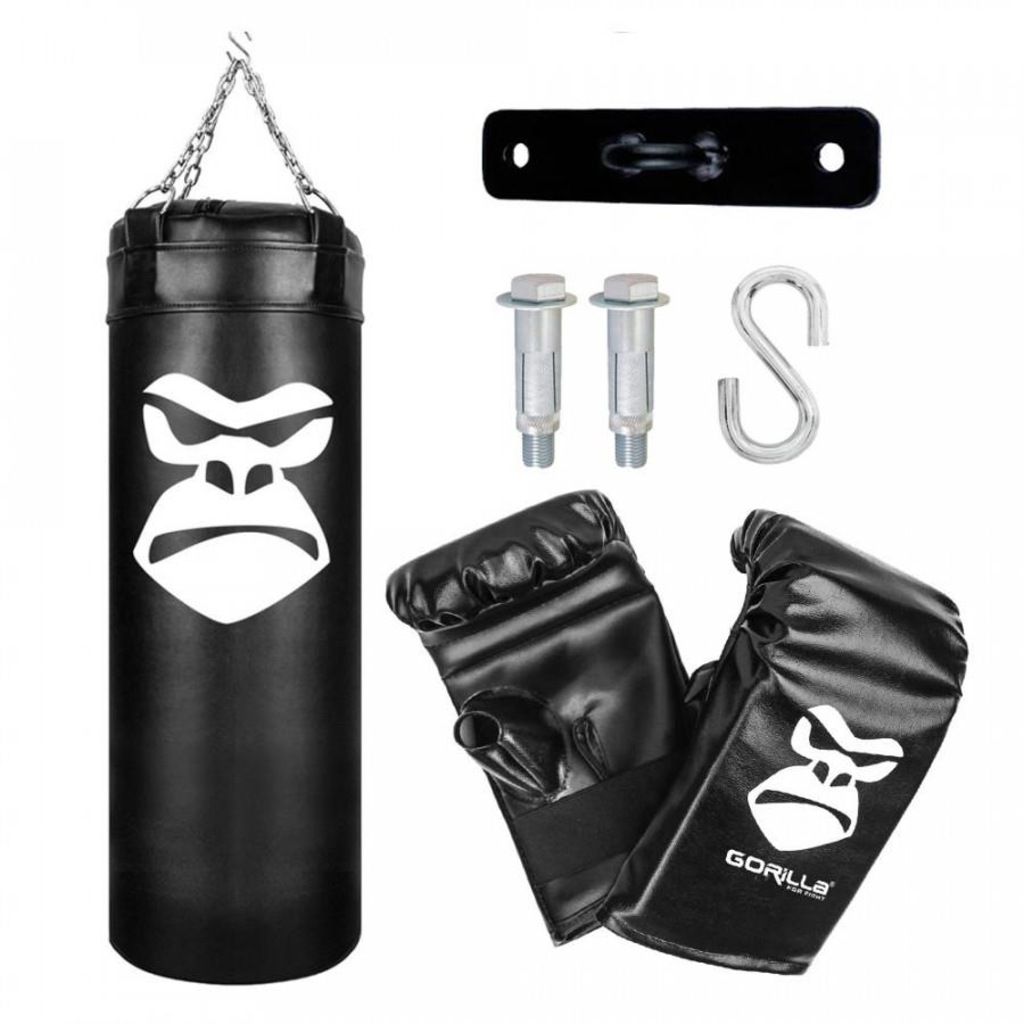 Kit Gorilla:  Saco de Pancada Profissional - 100 cm + Luvas + Suporte