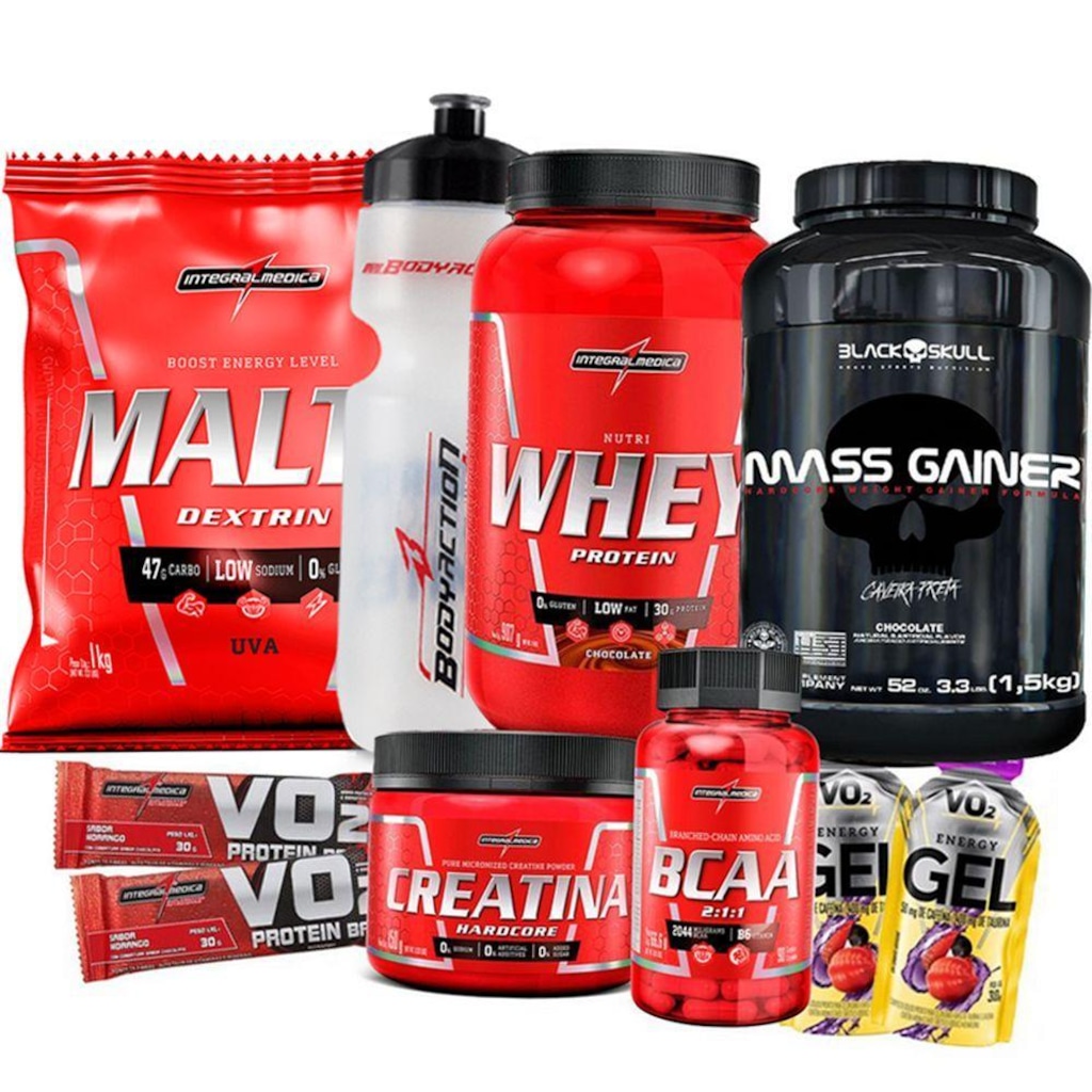 Combo com Whey Nutri Integralmédica Pote 907g + Massa Gainer com 1,5kg + Maltodextrina com 1kg + Cre - Foto 1
