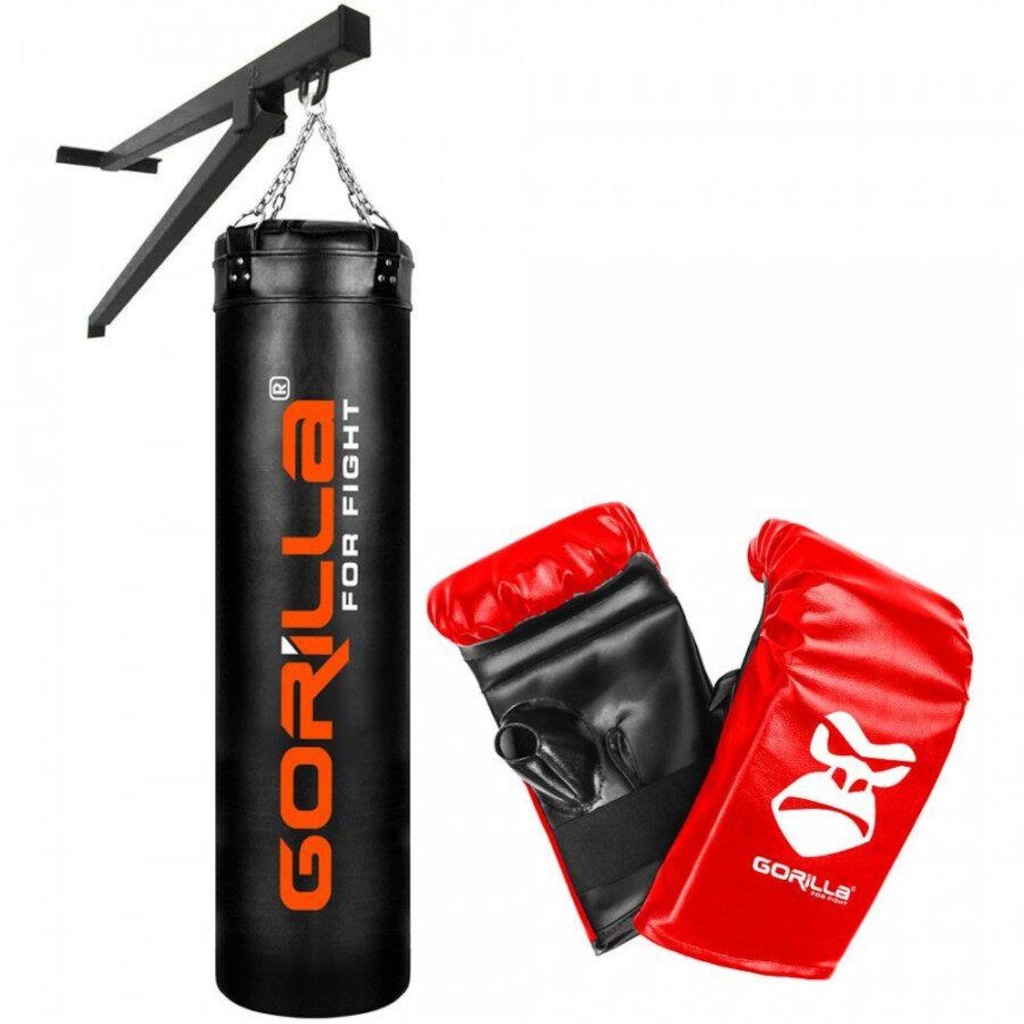 Kit Gorilla Saco de Pancada - 180cm + Luvas + Suporte Parede