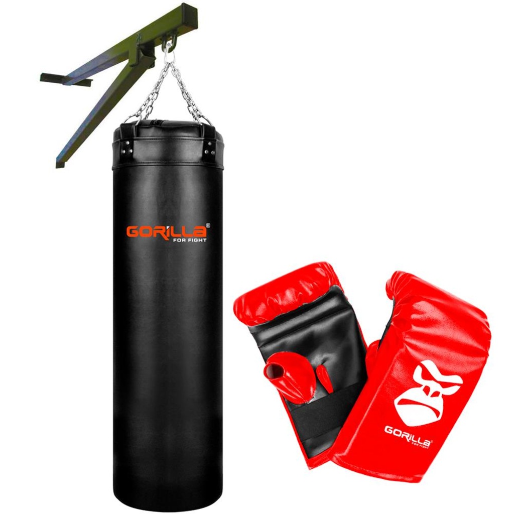 Kit Gorilla Saco de Pancada 120 Cm + Luva + Suporte Parede