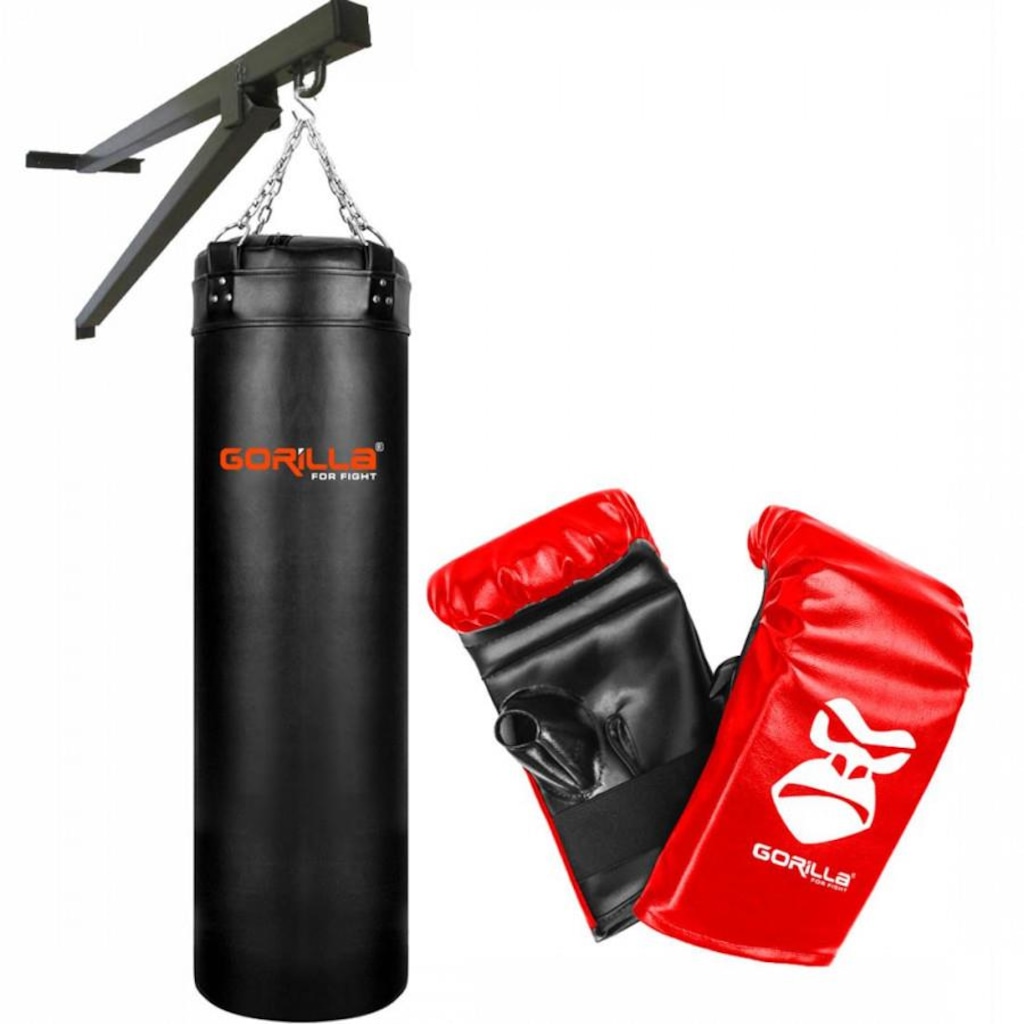 Kit Gorilla: Saco de Pancada - 160cm + Luvas + Suporte Parede