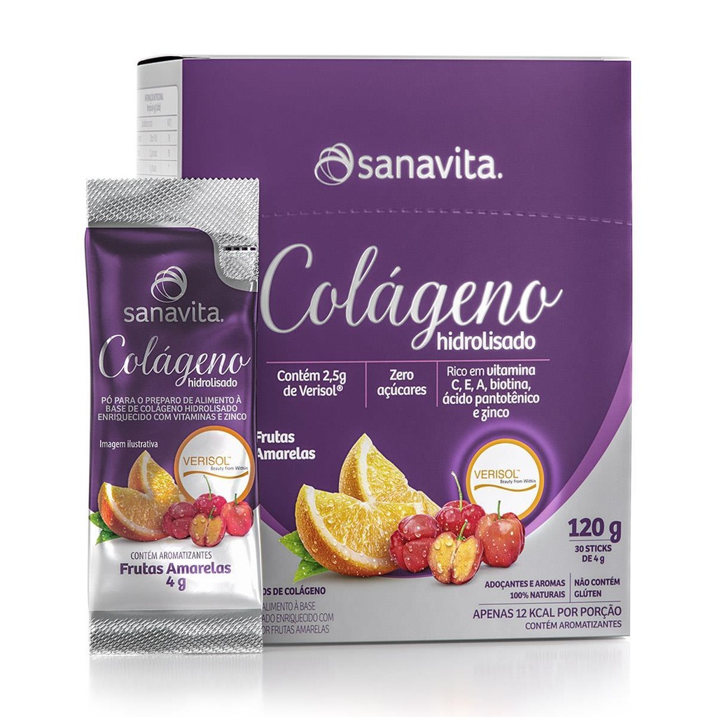 Colágeno Sanavita Verisol - Frutas Amarelas - Display 30 sachês - Foto 1