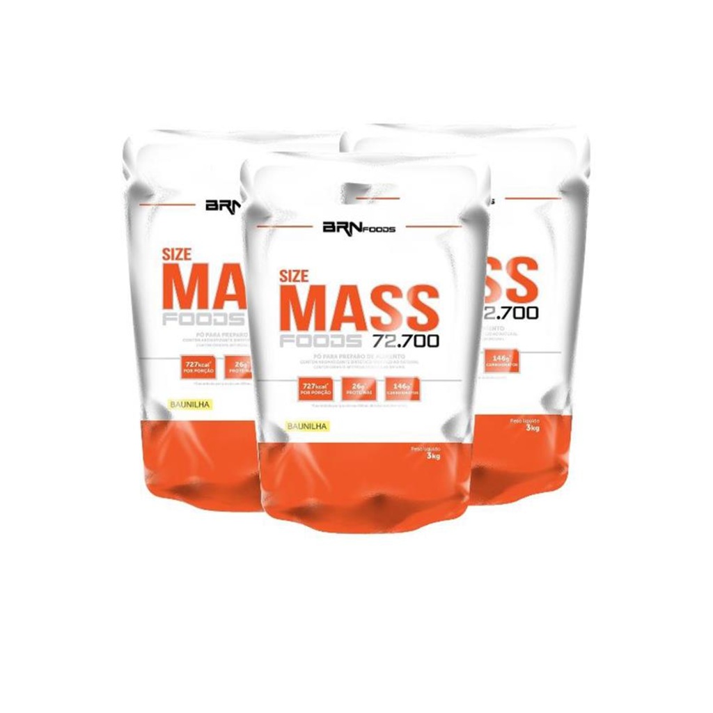 Kit Hipercalórico BRN Foods - Baunilha - 3kg - 3 Unidades