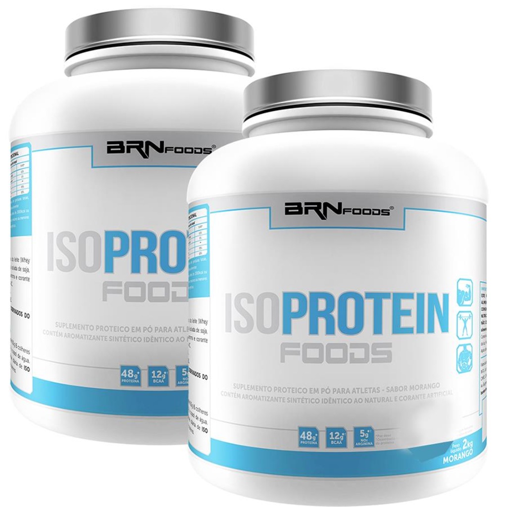 Kit BRN Foods: Whey Protein Iso - Chocolate - 2Kg - 2 Unidades