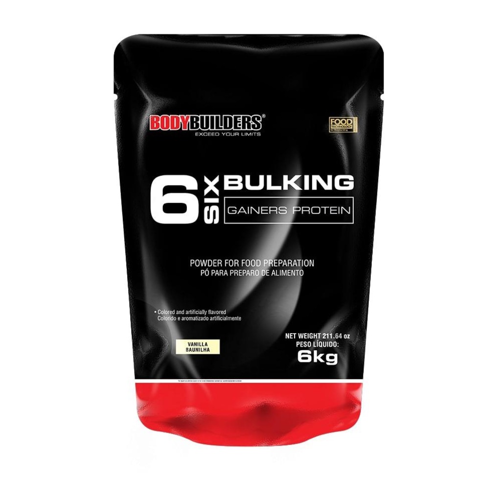 Massa 6 Bulking Gainers Protein Bodybuilders - Baunilha - 6 Kg - Refil