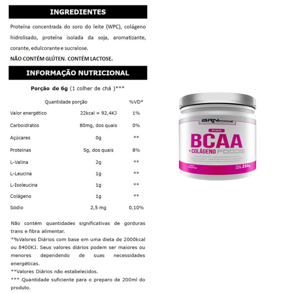 Imagem 5 do produto Kit Whey Protein BRN Foods Protein - Chocolate - 900g + BCAA + Colágeno + Coqueteleira