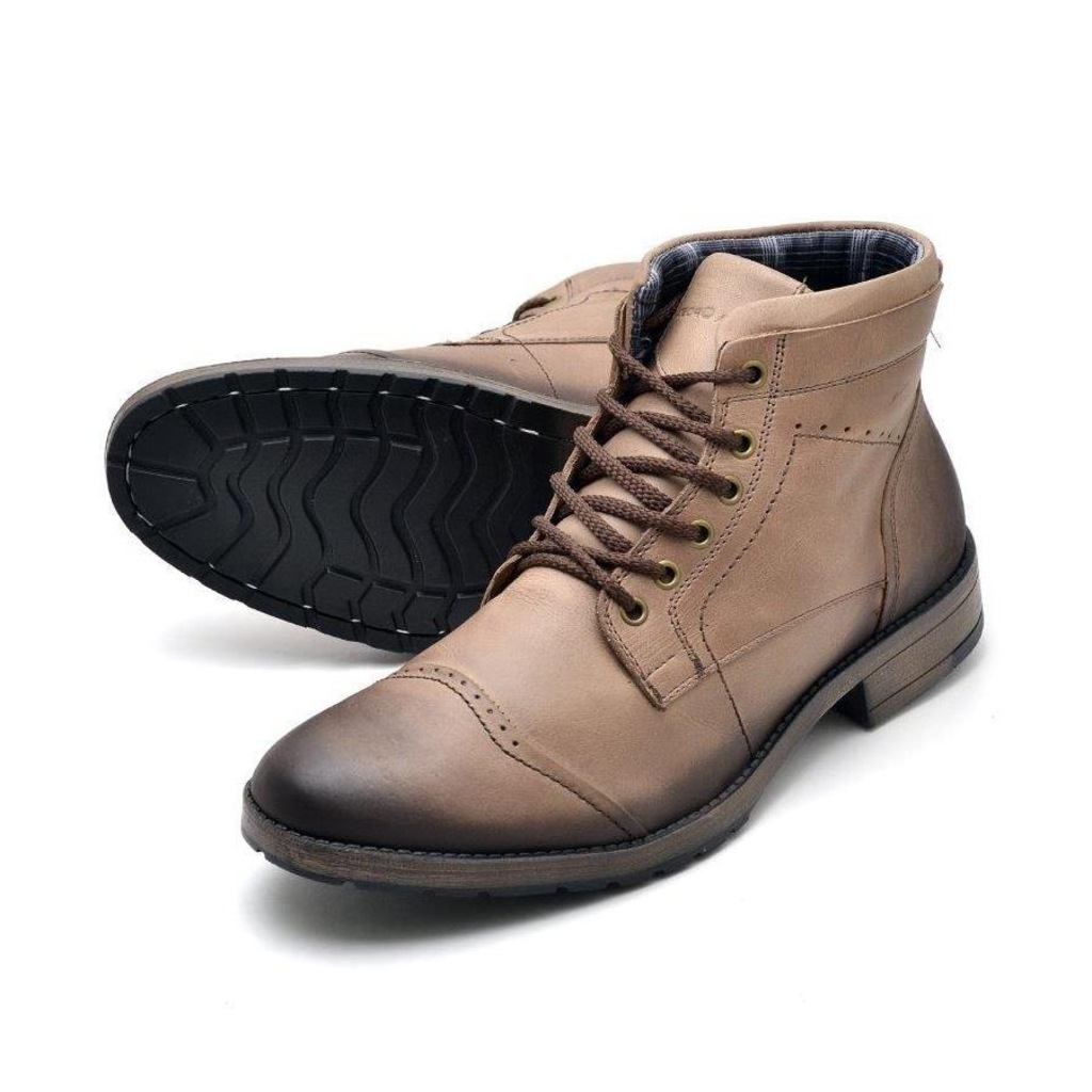 Bota Coturno Reta Oposta em Couro - Masculina - Foto 1