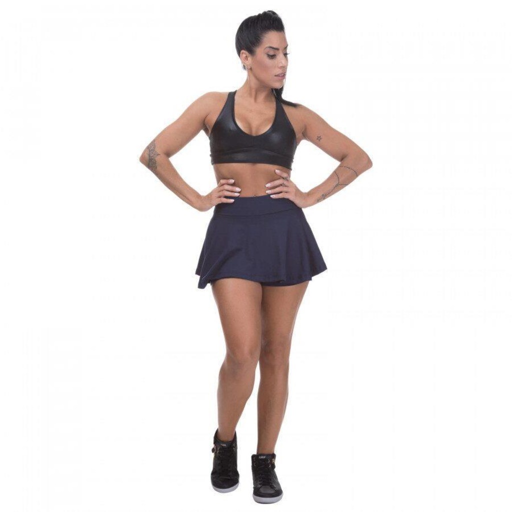 Shorts Saia Colegial Miss Blessed Premium Poliamida - Feminino - Foto 1
