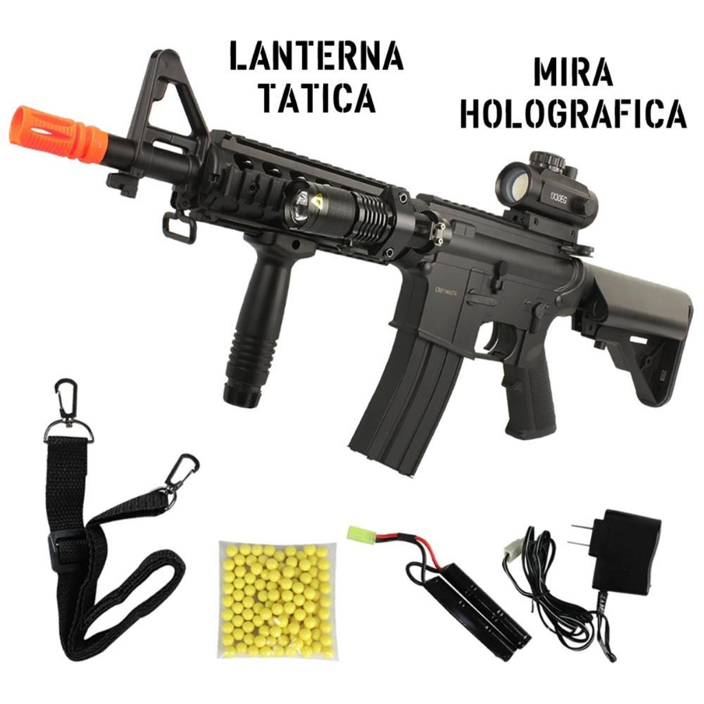 Rifle Airsoft Elétrico Cyma M4 CM176 + Red Dot Rifle Scope 11mm/22mm + Lanterna J.Y.X JY-1576W - Foto 1