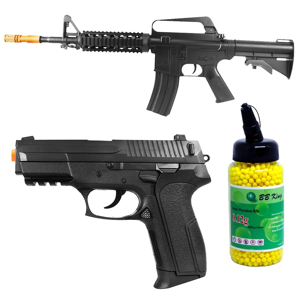 Kit Rifle Airsoft Vigor VG M16RIS Spring + Pistola Airsoft Vigor VG S2022 Spring + 2000 BBs 0,12g - Foto 1