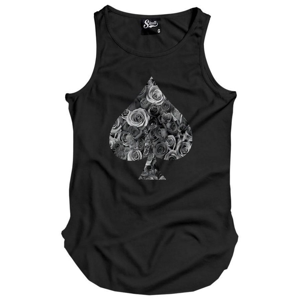 Camiseta Regata Longline Skull Clothing Poker Floral - Masculina - Foto 1