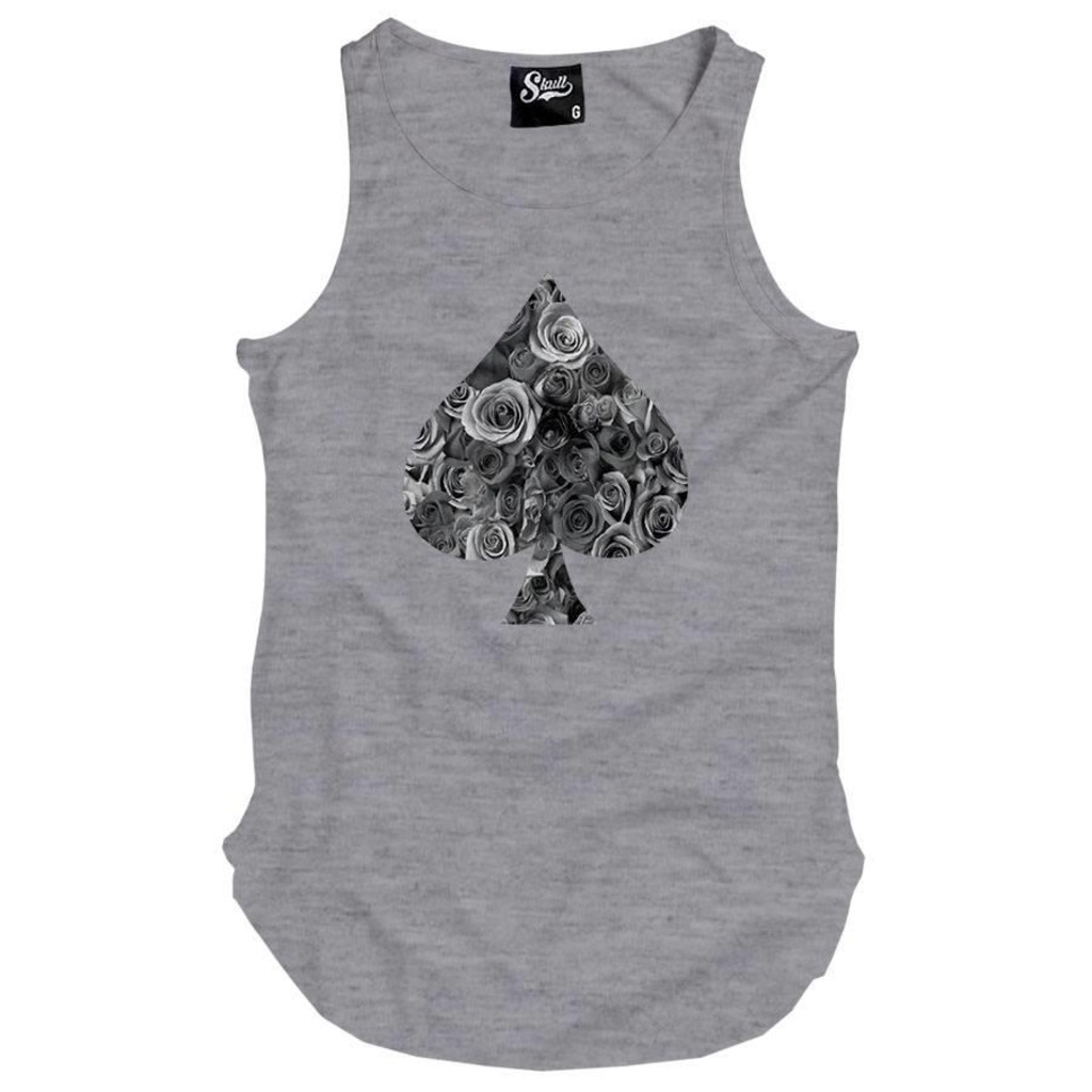 Camiseta Regata Longline Skull Clothing Poker Floral - Masculina - Foto 1