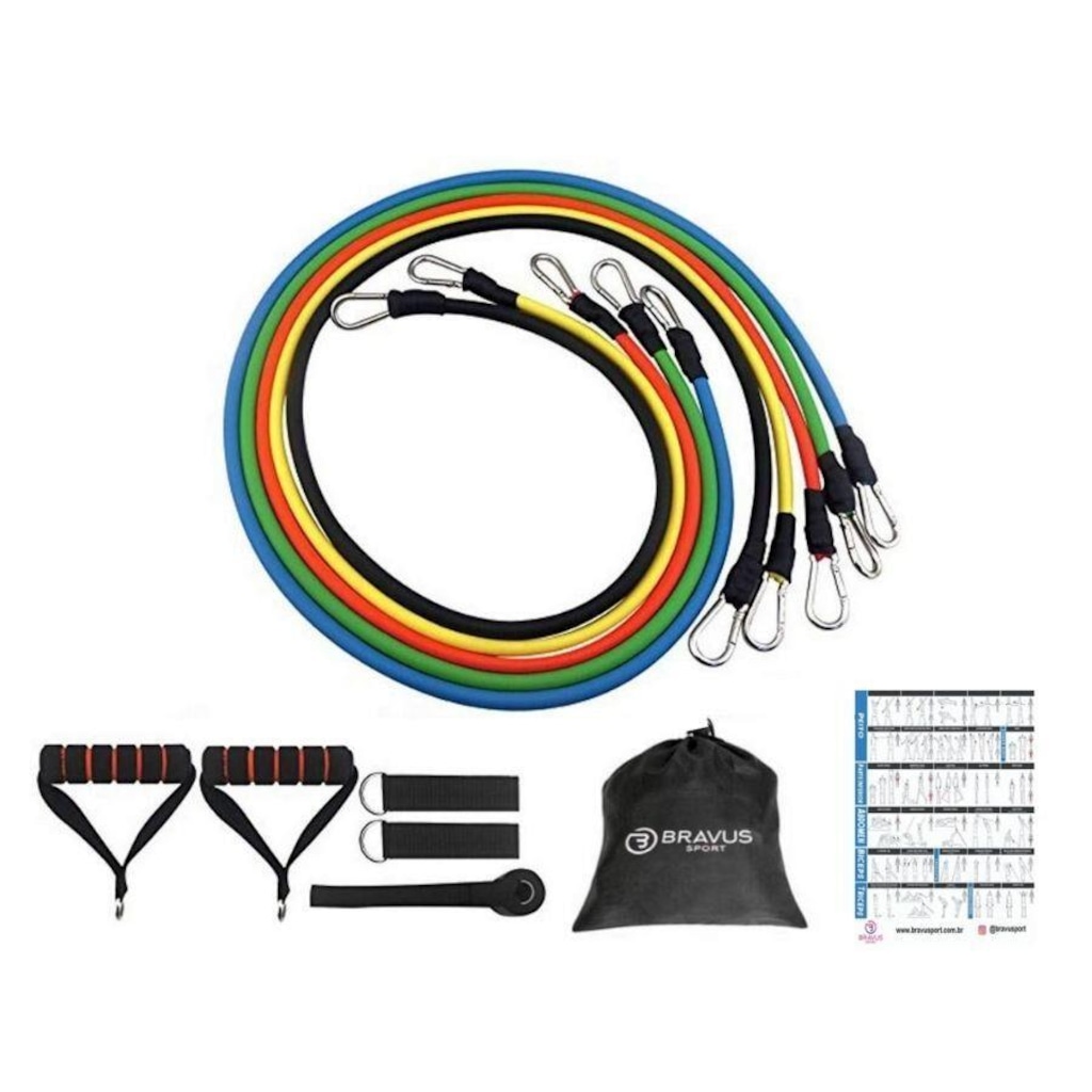 Kit de Extensores Elásticos Bravus Sport Tubing - 11 Unds - Foto 1
