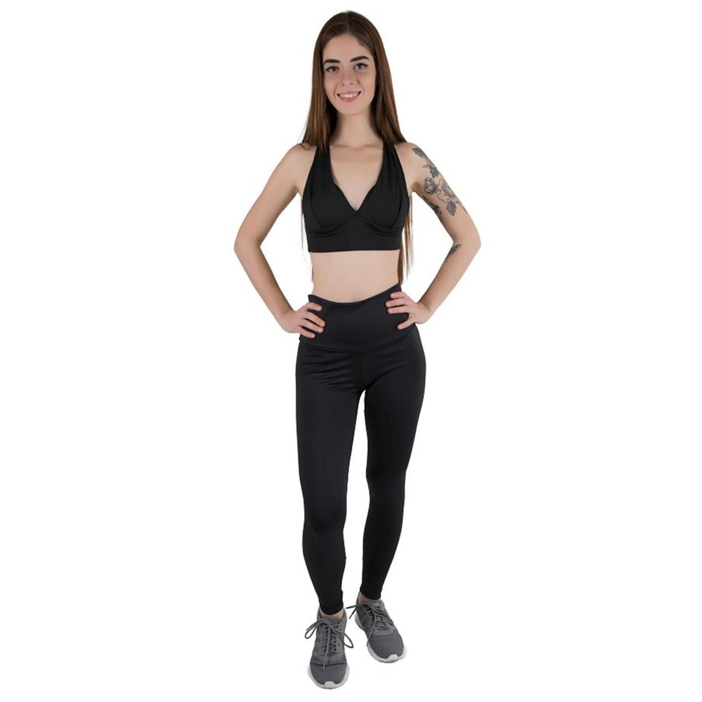 Conjunto Calif: Calça Legging + Top Fitness Cruzado - Feminino - Foto 1