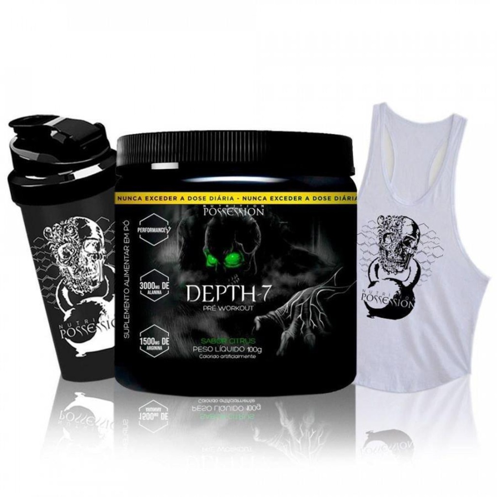 Kit Pré Treino Depth-7 Possession Nutrition (Alanina + Arginina) - 100g+ Camiseta Regata + Coquetele - Foto 1