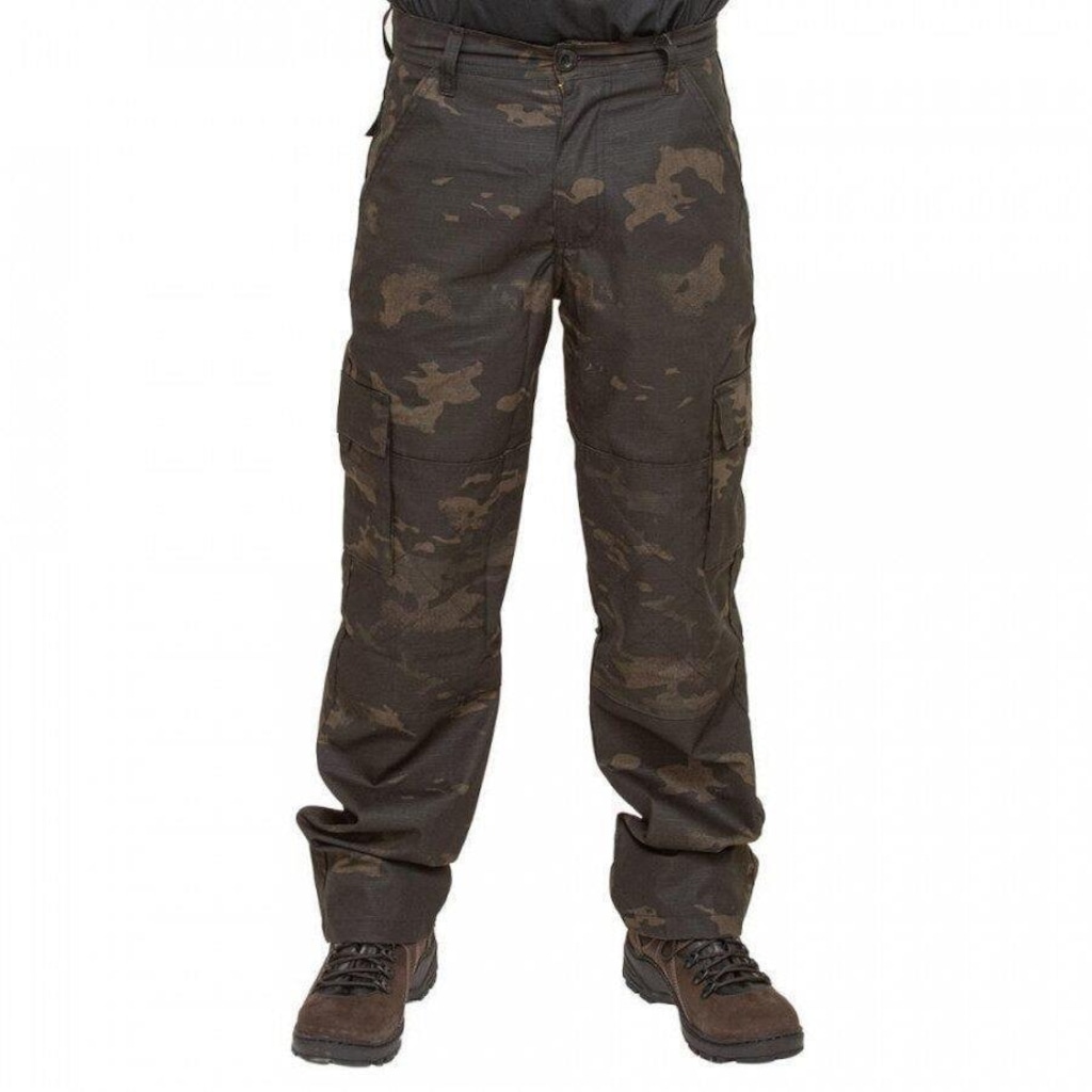 Calça Tática Fox Boy 6 Bolsos em Rip Stop Multicam Black - Masculina - Foto 1