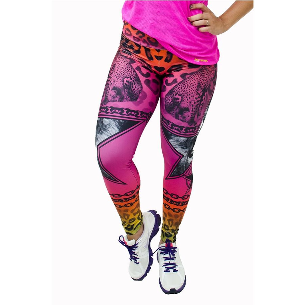 Calça Legging Soly Brasil Sublimada Leopard - Feminina - Foto 1