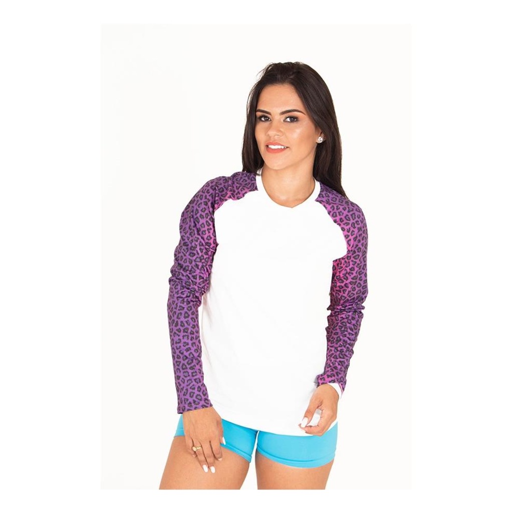 Camisa Manga Longa Raglan Animal Print - Feminina - Foto 3