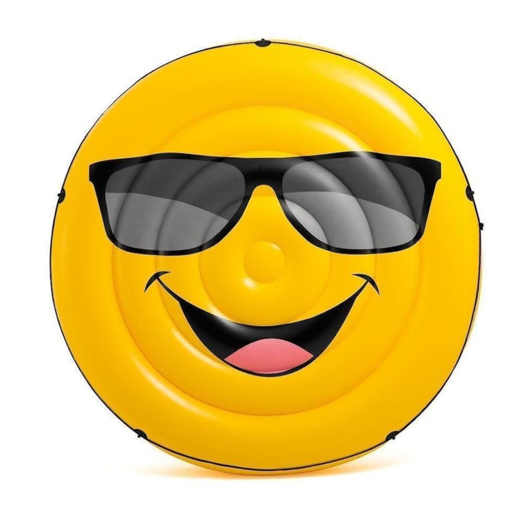 Kit Boia Colchão Intex Emoji de Óculos+ Bomba de Ar Manual - Foto 1