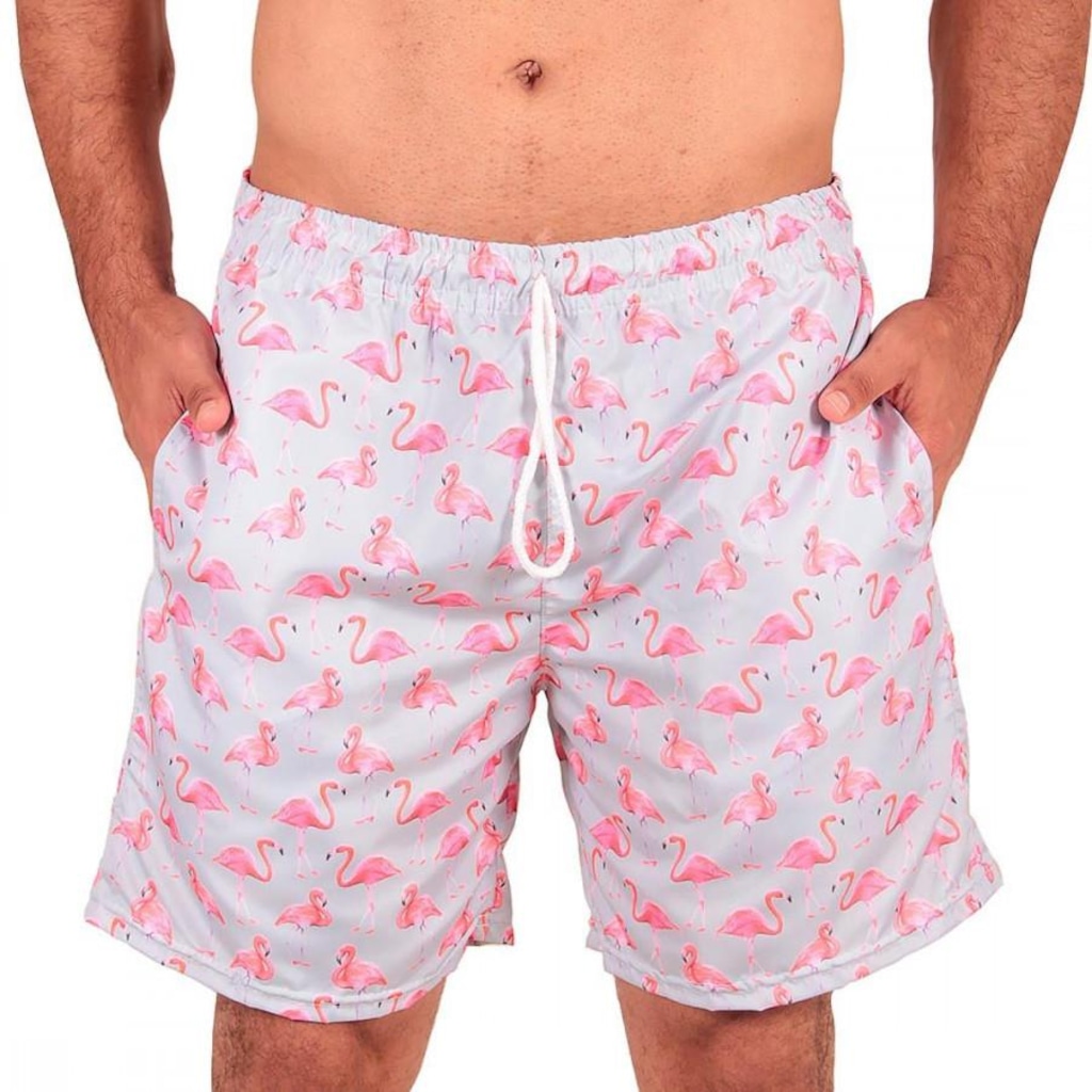Short Praia Modaze Slim Flamingo - Masculino - Foto 1