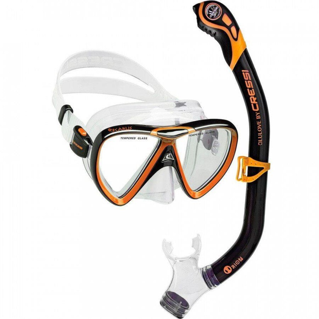 Kit de Mergulho: Máscara + Snorkel Cressi & Ikarus Semi Dry - Adulto - Foto 1