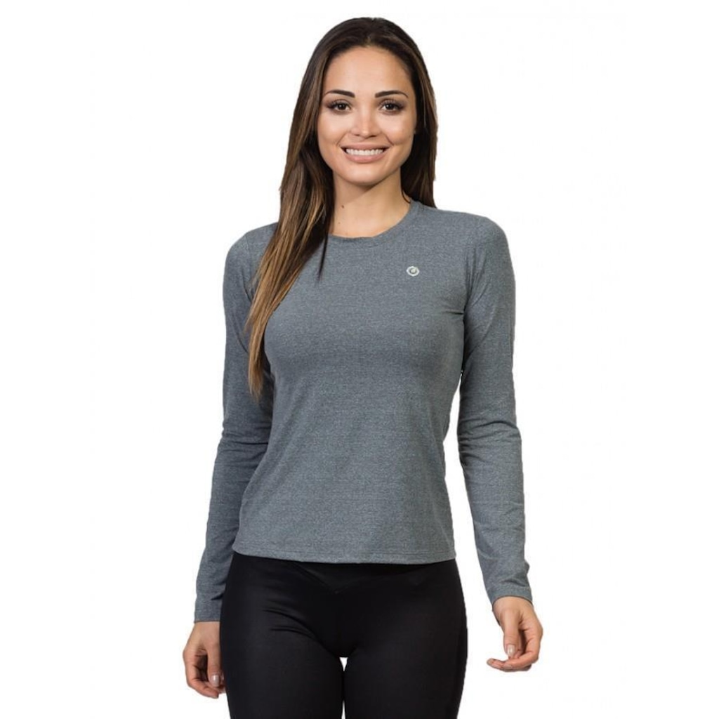 Camiseta Manga Longa Extreme UV com Proteção Solar Mescla - Feminina