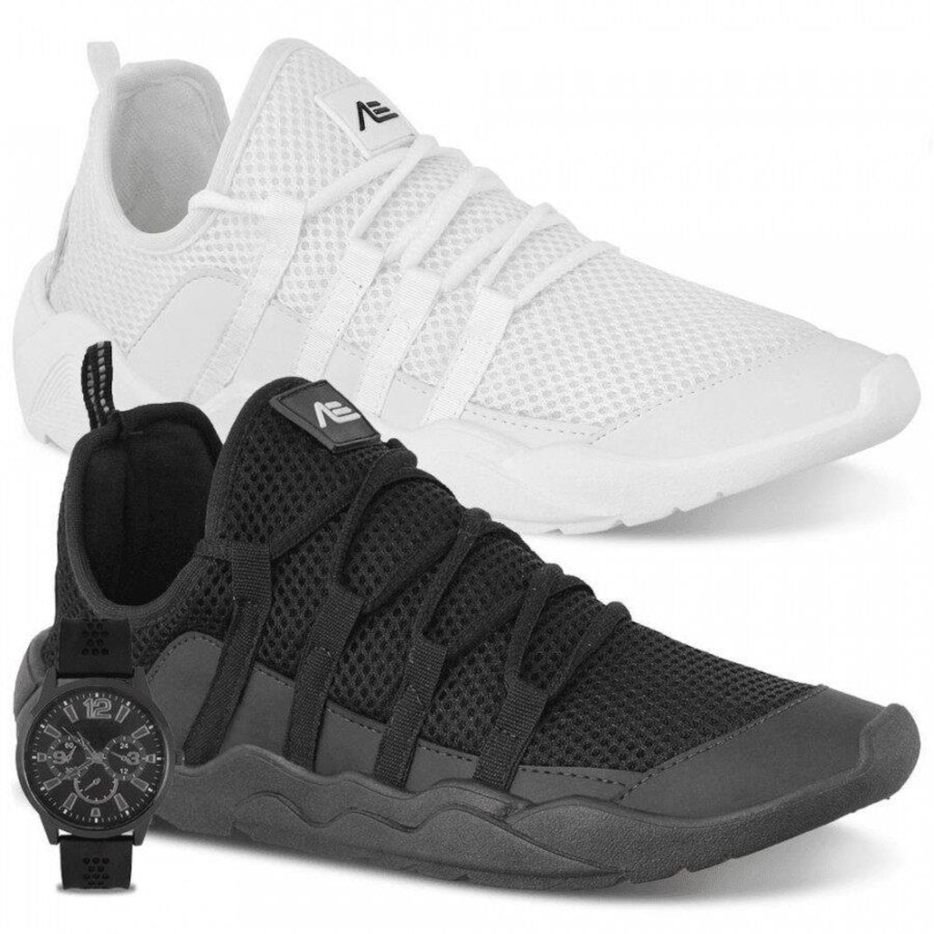 Kit Tênis Adaption Ocasion - 2 Pares + Relógio - Masculino - Foto 1