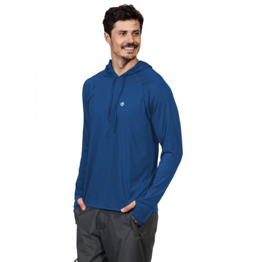 Camiseta Manga Longa com Capuz Extreme UV e Encaixe de Dedo New Dry - Masculina