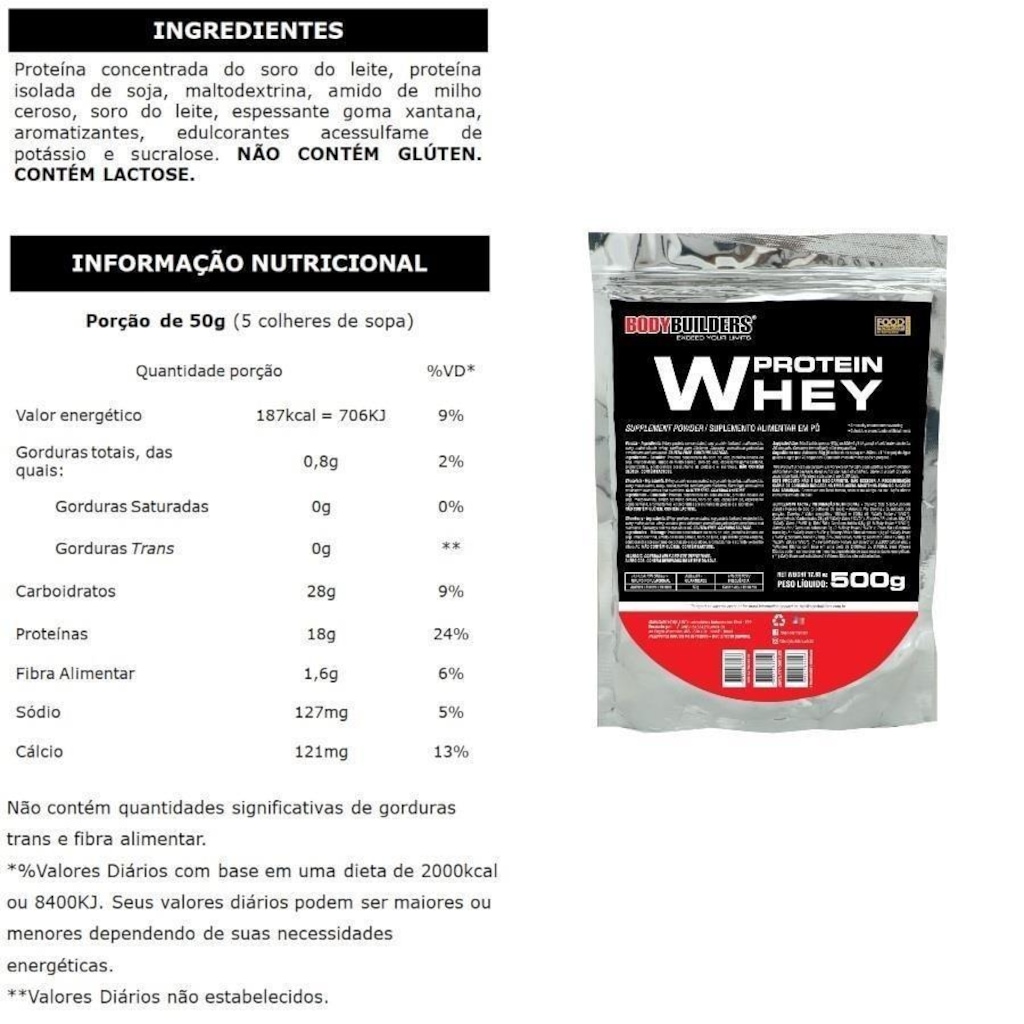 Imagem 3 do produto Kit Bodybuilders: Hipercalórico Waxy Mass - Morango - 3kg + Whey Protein Chocolate 500g + BCAA 100g