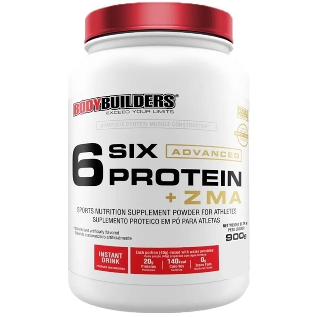 6 Six Protein Advanced Bodybuilders com ZMA - Morango - 900g